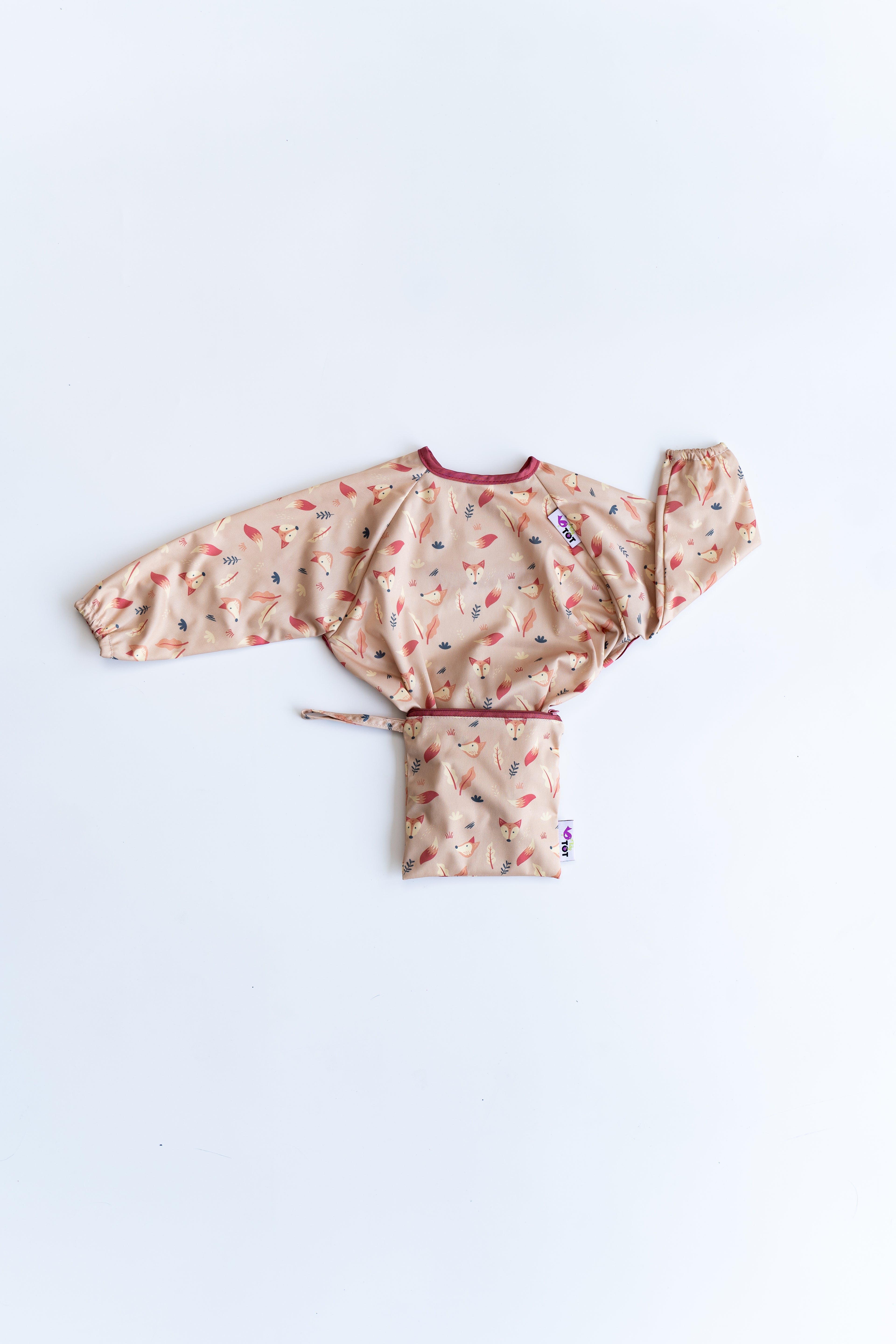 Tidy Tot Hagesmæk med Sugekop (lange ærmer) - Sand Ræv - Hagesmæk med ærmer - MamaMilla