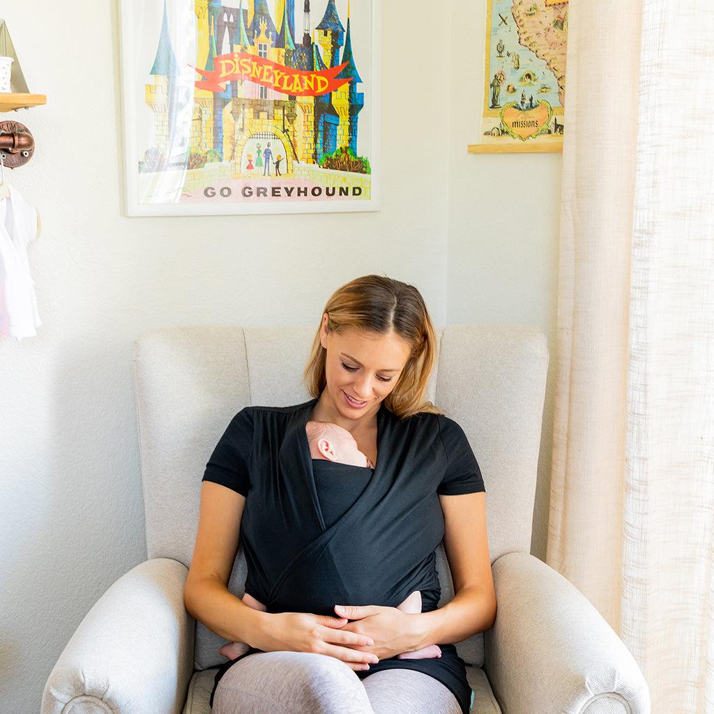 Moby Top med støtte og Vikle t-shirt Bump & Beyond - Sort - Strækvikle - MamaMilla