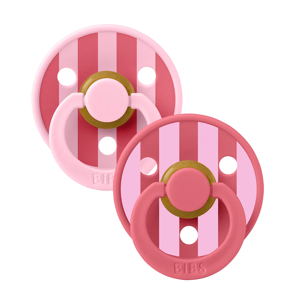 BIBS Studio Colour rund sut str. 2, latex – Baby Pink/Coral (2-pack)