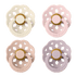 BIBS Colour rund sut str. 2, latex – Ivory/Blush/Woodchuck (4-pack) - MamaMilla