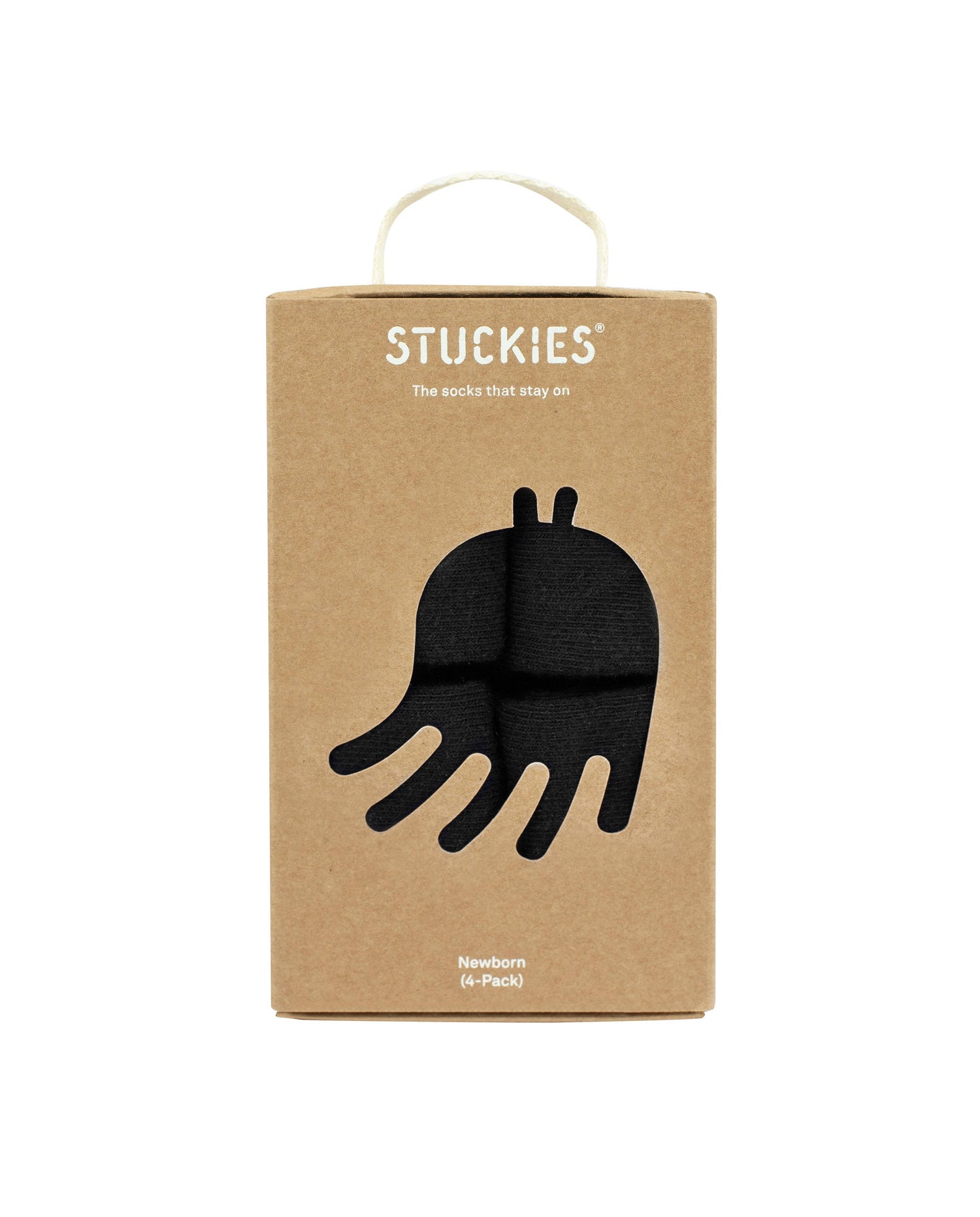 STUCKIES sokker til nyfødt med sømløs tå og "stay on" - 4 pak - Sort - Sokker - MamaMilla