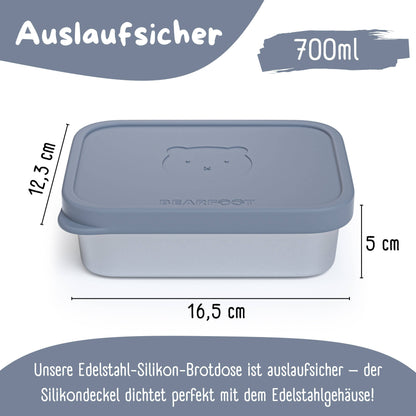 BEARFOOT Bento Stål Madkasse Med 4/6 Rum (justerbar) - Blue: 700 ml - Madkasse - MamaMilla