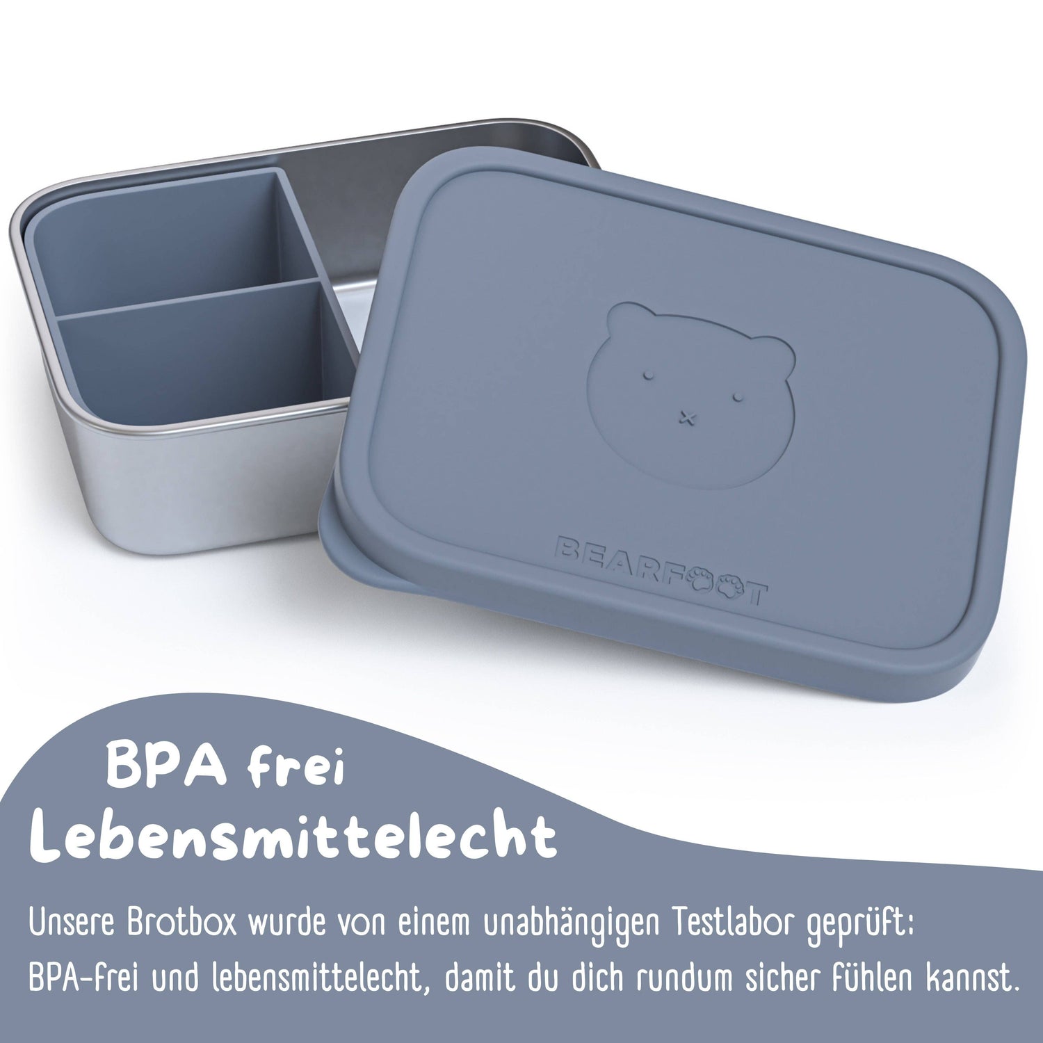 BEARFOOT Bento Stål Madkasse Med 4/6 Rum (justerbar) - Blue: 700 ml - Madkasse - MamaMilla