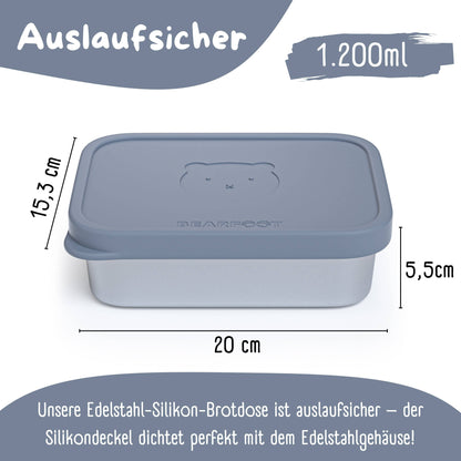 BEARFOOT Bento Stål Madkasse Med 4/6 Rum (justerbar) - Blue: 700 ml - Madkasse - MamaMilla