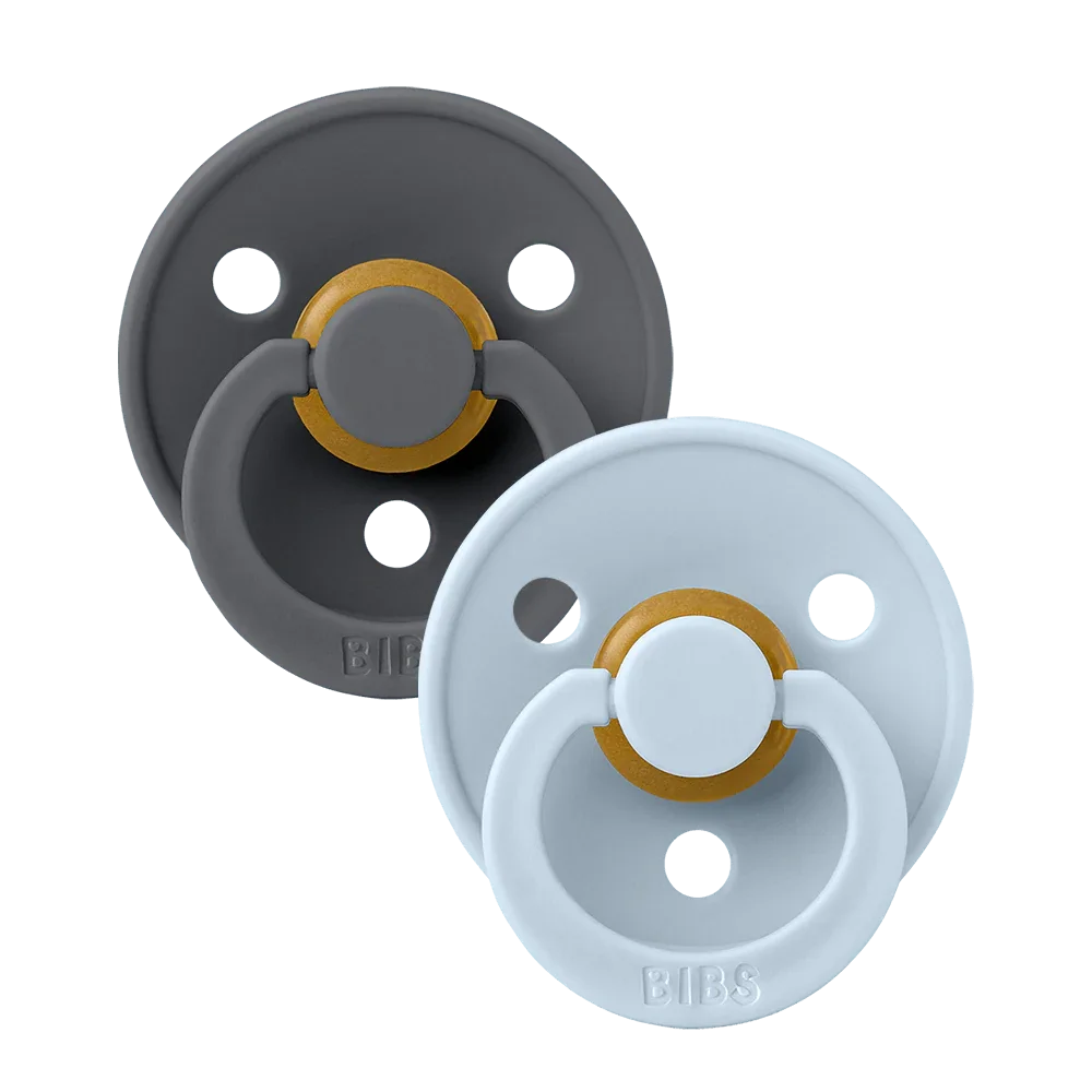 BIBS Colour symmetrisk sut str. 2 – Iron/Baby Blue (2-pak) - MamaMilla