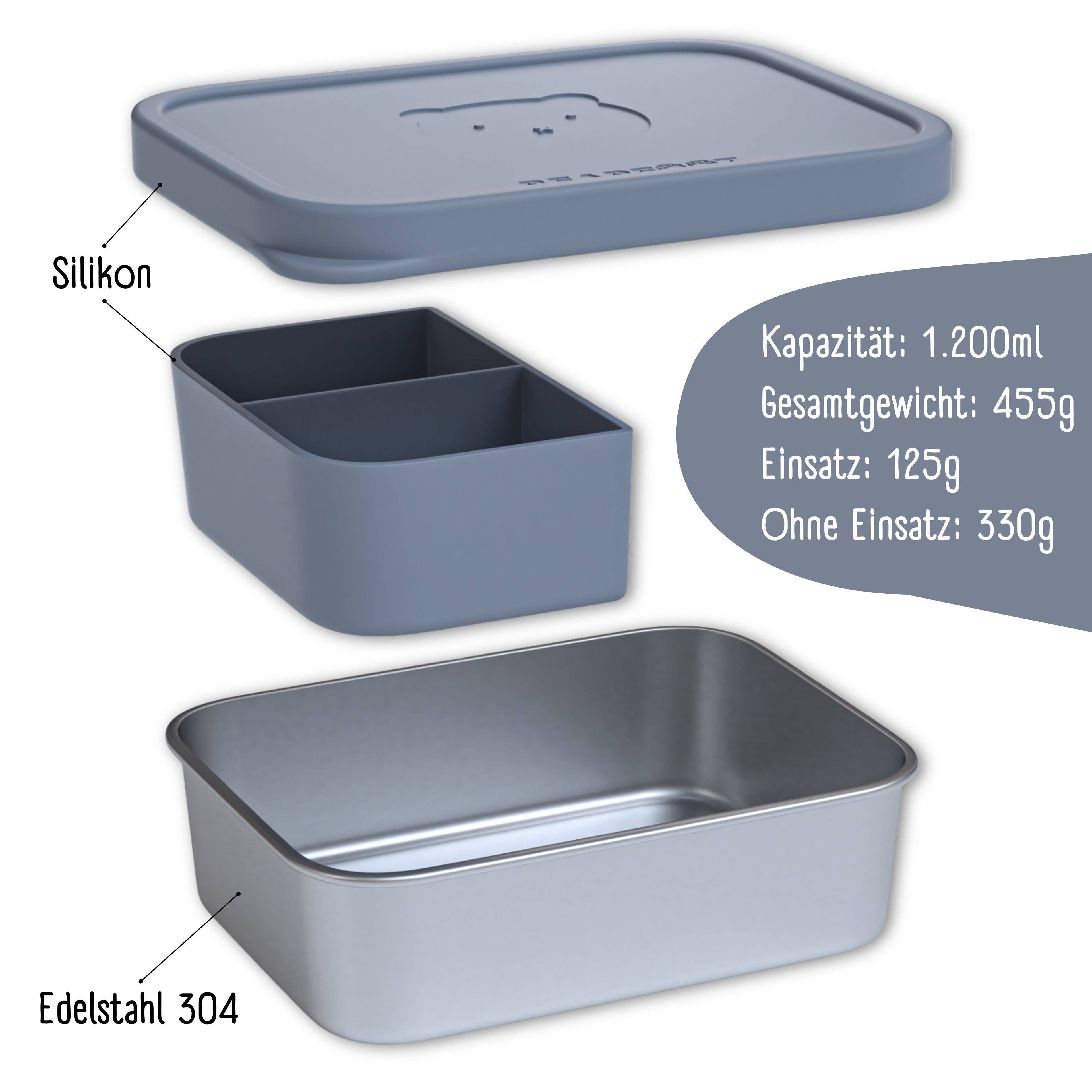 BEARFOOT Bento Stål Madkasse Med 4/6 Rum (justerbar) - Blue: 700 ml - Madkasse - MamaMilla