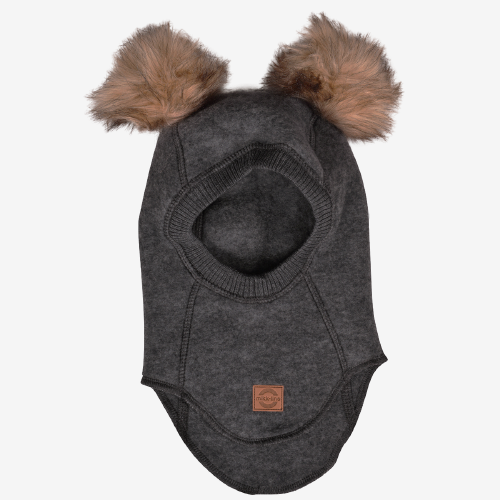 Mikk-Line uld-elefanthue med pompom - Anthracite Melange - uld-Hue - MamaMilla