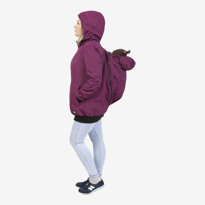 Fun2bemum 4i1 softshell bære- og graviditetsjakke også til rygbæring - Blommefarvet - Bærejakke - MamaMilla