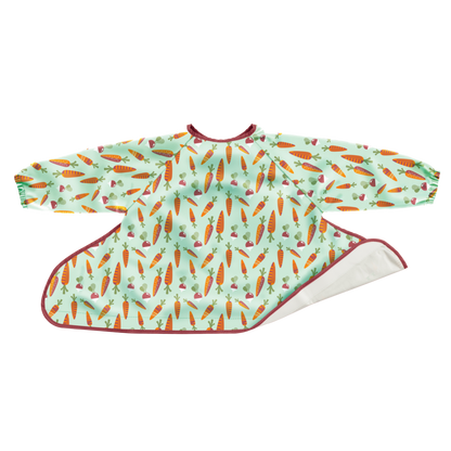 Tidy Tot Hagesmæk og Bakke - SÆT - Sage Grøntsager - Hagesmæk med ærmer - MamaMilla