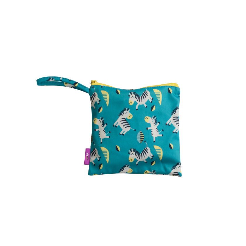 Tidy Tot Hagesmæk med Sugekop (lange ærmer) - Turkis Zebra - Hagesmæk med ærmer - MamaMilla