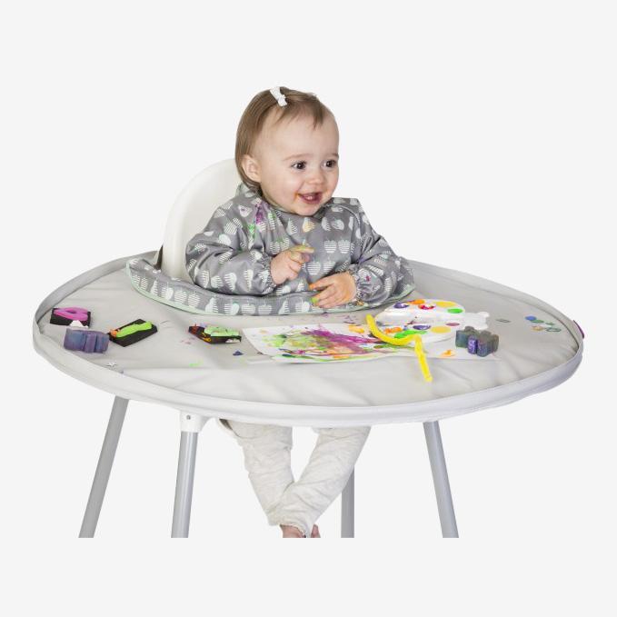 Tidy Tot Hagesmæk med Lange Ærmer til Bakke - Grå Æbler - Hagesmæk med ærmer - MamaMilla