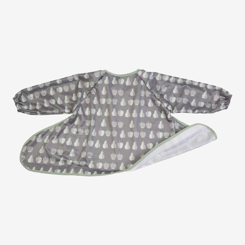 Tidy Tot Hagesmæk med Lange Ærmer til Bakke - Grå Æbler - Hagesmæk med ærmer - MamaMilla